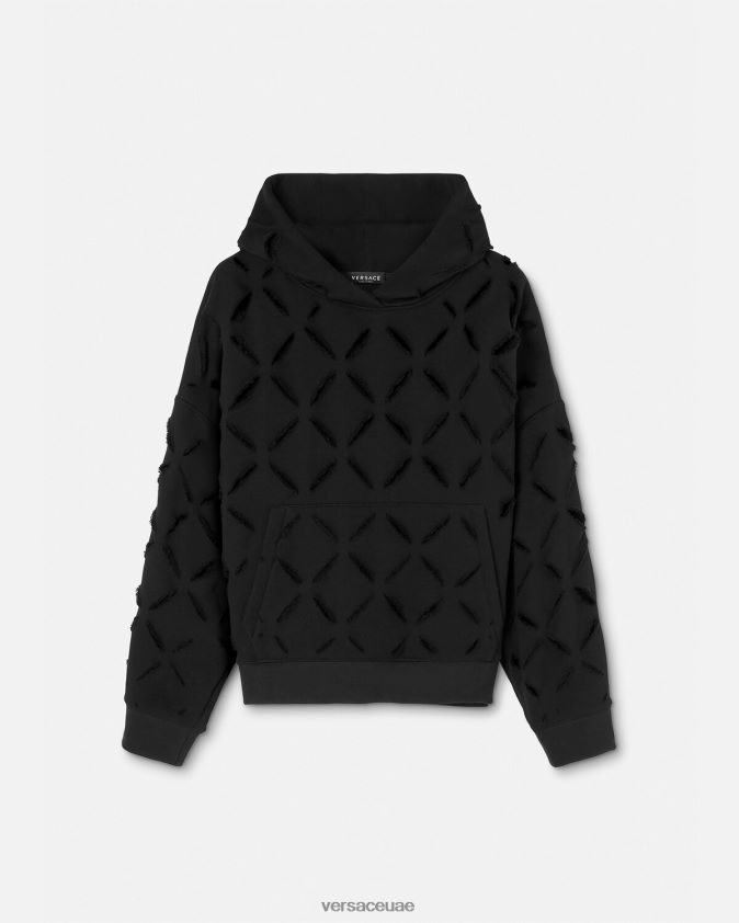 نحيف هوديي كبير الحجم ممزق وممزق Versace أسود 0FVD2J142 ملابس