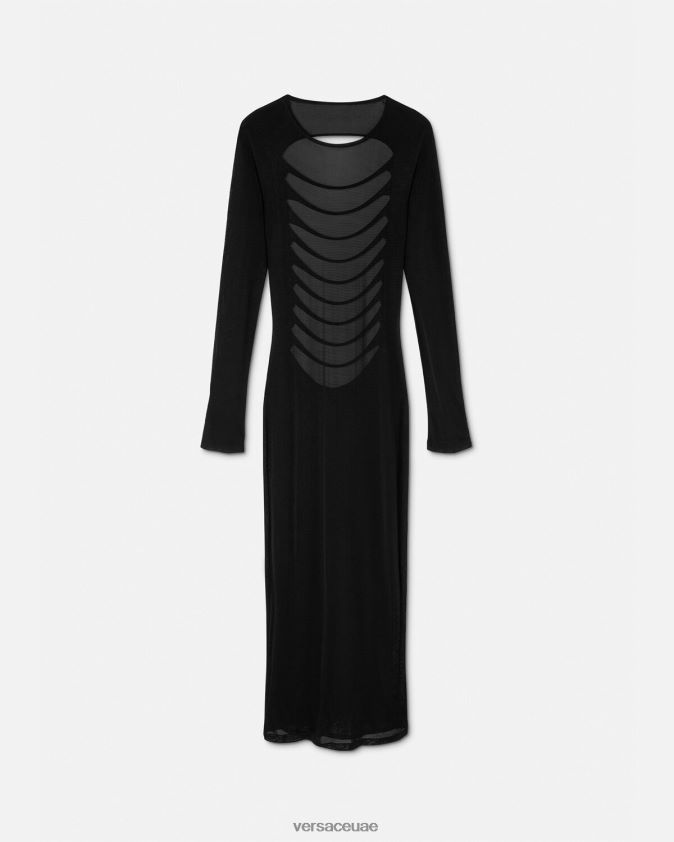 نحيف فستان طويل متماسك Versace أسود 0FVD2J51 ملابس